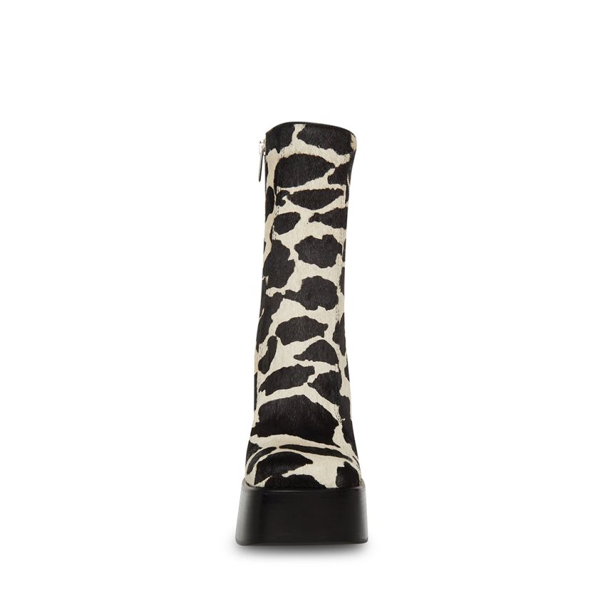 Botines Steve Madden Dwane-c Cow Print Mujer Negras Blancas | ES ET13E6